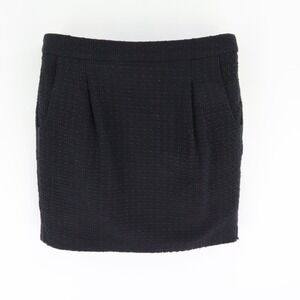 Jacob Short Pencil Skirt Womens 4 Black Cotton Blend Pockets Pleated Front Lined